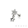 MULTI CZ STAR TOP THREADLESS (PUSH IN) 316L SURGICAL STEEL LABRET SET